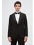Slim Fit Siyah Krep Desen Smokin Takim Elbise 1