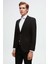 Slim Fit Siyah Düz Sivri Yaka Viskonlu Takim Elbise 1