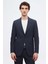 Slim Fit Lacivert Çizgi Desenli Takim Elbise 1