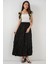 Uzun Kırışık Etek 8034 - Siyah 1