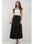 Uzun Kırışık Etek 8034 - Siyah 3