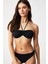 Ronica Dokulu Kumaşlı Straplez Bikini Siyah 1