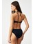 Ronica Dokulu Kumaşlı Straplez Bikini Siyah 2