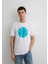 M0612006-620 Beyaz Erkek Regular Mavi Logo T-Shirt 1