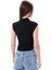 Kadın Siyah Dik Yaka Kısa Kollu Büzgü/Drape Detaylı Fitted/Vücuda Oturan Asimetrik Örme Bluz 3