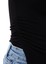 Kadın Siyah Dik Yaka Kısa Kollu Büzgü/Drape Detaylı Fitted/Vücuda Oturan Asimetrik Örme Bluz 5