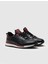 Hakiki Deri Bordo Renk Detaylı Bağcıklı Siyah Erkek Spor Ayakkabı 2