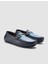 %100 Hakiki Deri Lacivert Örgü Detaylı Erkek Loafer 2