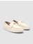 %100 Hakiki Deri Bej Kadın Loafer 2
