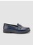 %100 Hakiki Deri Lacivert Croco Desen Kadın Loafer 1