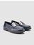 %100 Hakiki Deri Lacivert Croco Desen Kadın Loafer 2