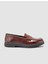 %100 Hakiki Deri Kahverengi Croco Desen Kadın Loafer 1