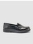 %100 Hakiki Deri Siyah Croco Desen Kadın Loafer 1
