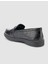 %100 Hakiki Deri Siyah Croco Desen Kadın Loafer 5