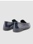 %100 Hakiki Deri Lacivert Croco Desen Kadın Loafer 3