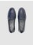 %100 Hakiki Deri Lacivert Croco Desen Kadın Loafer 4