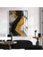 siyah-Sarı-Gri Soyut Desenli Model 002|ÇERÇEVELİ Temperli Cam Tablo Tekli Dikey 1