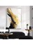 gold-Siyah-Beyaz Soyut Desenli Model 01 |çerçeveli Temperli Cam Tablo Tekli Dikey 1