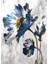 lacivert-Gold Sevilen Çiçeği Kombini Sol |çerçeveli Temperli Cam Tablo Tekli Dikey 2