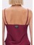 Brûleur Saten Bordo Degaje Yaka Askılı Uzun Pijama Takımı 5