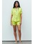 Amoureux Saten Lime Kısa Pijama Takımı 2