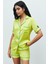 Amoureux Saten Lime Kısa Pijama Takımı 3