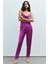 Brûleur Saten Fuşya Degaje Yaka Askılı Uzun Pijama Takımı 2