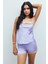 Nuit Tül Detaylı Saten Lila Askılı Pijama Takımı 1
