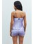 Nuit Tül Detaylı Saten Lila Askılı Pijama Takımı 5