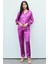 Amour Saten Fuşya Uzun Pijama Takımı 2