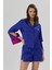 Addria Saks Mavisi Şortlu Saten Pijama Takımı 1