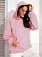 Kadın Uzun Kollu Kapşonlu Bağcıklı Cepli Capitone Sweatshirt 1
