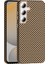 Galaxy S24 Fe Kılıf M-Safe Şarj Özellikli Karbon Fiber Görünümlü Sah Gros Kapak - Gold-Siyah 3