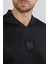 Regular Fit V Yaka Erkek Sweatshirt Siyah 5