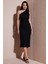Desenli Slim Fit Yırtmaçlı Midi Boy Tek Omuzlu Elbise Bayan Elbise 5866202 2