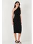 Desenli Slim Fit Yırtmaçlı Midi Boy Tek Omuzlu Elbise Bayan Elbise 5866202 4