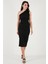 Desenli Slim Fit Yırtmaçlı Midi Boy Tek Omuzlu Elbise Bayan Elbise 5866202 5