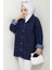 Seliy Oversize Kot Ceket 1455 - Koyu Mavi 1