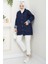 Seliy Oversize Kot Ceket 1455 - Koyu Mavi 4