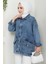 Leliy Oversize Kot Ceket 1441 - Mavi 1