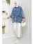 Leliy Oversize Kot Ceket 1441 - Mavi 2