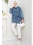 Leliy Oversize Kot Ceket 1441 - Mavi 4