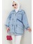 Çift Cepli Oversize Kot Ceket 1436 - Mavi 3