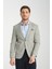 Odessa Erkek Haki Kendinden Desenli Mevsimlik Mono Yaka Slim Fit Blazer Ceket 1