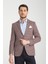 Pico Erkek Bordo Kendinden Desenli Örme Kumaş Slim Fit Mono Yaka Dar Kesim Blazer Ceket 1