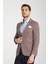 Pico Erkek Bordo Kendinden Desenli Örme Kumaş Slim Fit Mono Yaka Dar Kesim Blazer Ceket 3