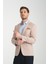 Odessa Erkek Haki Kendinden Desenli Mevsimlik Mono Yaka Slim Fit Blazer Ceket 3