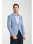 Odessa Erkek Haki Kendinden Desenli Mevsimlik Mono Yaka Slim Fit Blazer Ceket 3