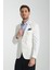 Silva-Belarus Erkek Beyaz Poliviskon Kumaş Spor Slim Fit Blazer Ceket 3