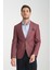 Agabio Erkek Lacivert Kendinden Desenli Slim Fit Mono Yaka Spor Blazer Ceket 1
